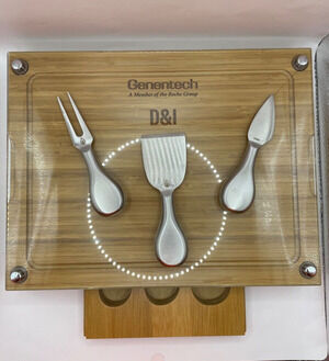 Toscana Bamboo Rectangular Cheese Cutting Board & Tools Set Tempered Glass Top